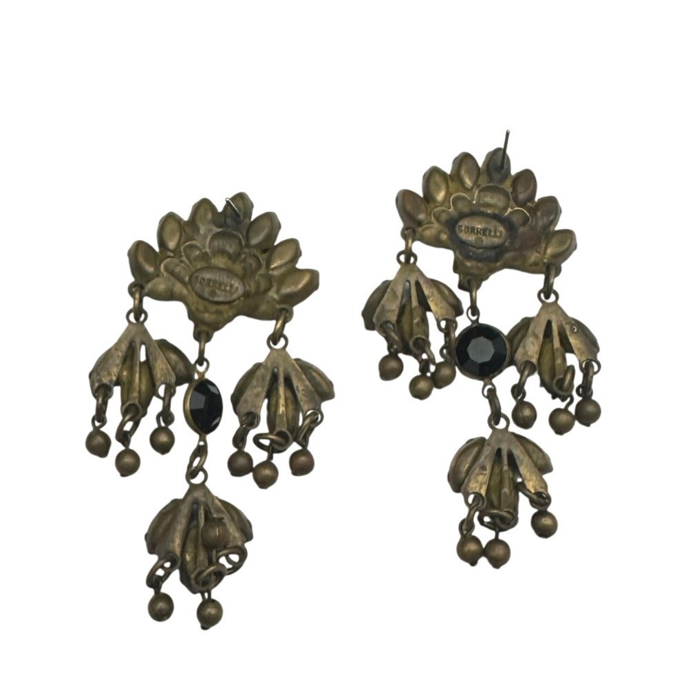 Sorrelli Vintage Antique Gold Tone Crystal Chandelier Earrings Purple Blue Boho - Picture 4 of 5
